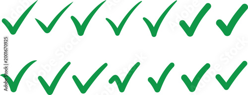 Multiple green checkmarks scattered across a light pink and white background indicating completion or approval