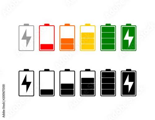 Vector illustration of a full energy battery level indicator icon isolated on white background