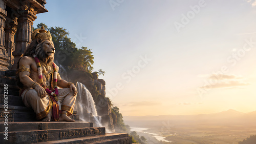 Narsimha Jayanti High Quality Editorial Use, Mythological Narasimha Appearance Scene, Vishnu Incarnation Janmastami Janmotsav Janamdin Concept
