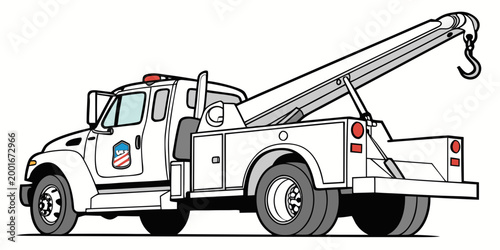 Graphic illustration of a professional roadside service tow truck with roadside assistance transportation recovery automotive commercial industrial machinery breakdown emergency mechanical