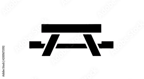 Minimal black silhouette icon, simple flat vector, bold black shape, no, no shading picnic table icon silhouette on a, flat icon style