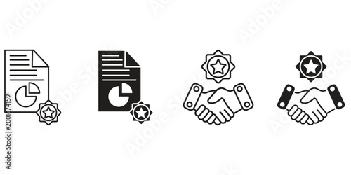 Success icon set. Successful business development, plan and process symbol. Solid icons vector 