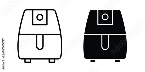 Fotografie Air fryer icon with line stroke and black silhouette style