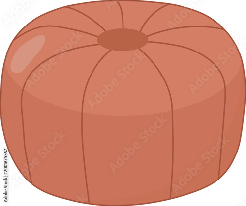 Modern Round Pouf Ottoman Vector Icon for Cozy Home Decor