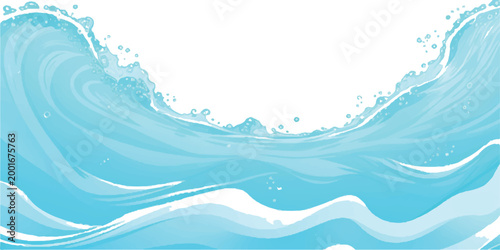 Powerful blue ocean wave crashing with large white splash on white background water splash wave pattern pure water big cresting breaking abstract background environment