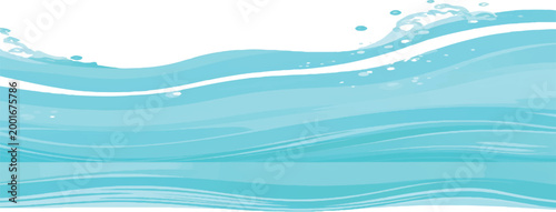 Dynamic abstract blue water waves with splashes and bubbles on a clean white background abstract background movement backdrop illustration environment cleanliness refreshing minimalist