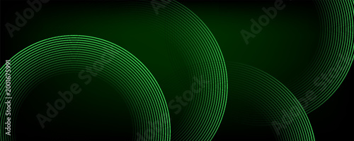 Εκτύπωση καμβά 3D green techno abstract background overlap layer on dark space with glowing circle lines decoration