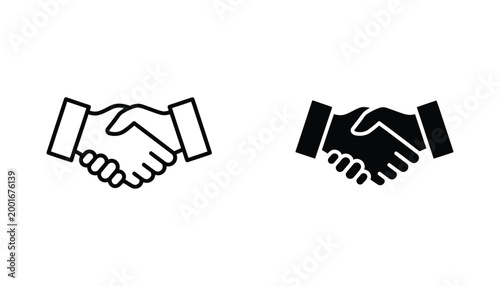 Business handshake icon representing professional partnership and deal agreement in clean vector graphic