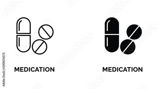 Medical medication pill capsule and tablet icons vector set