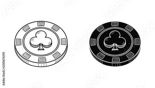 Casino poker chip with club suit symbol vector illustration