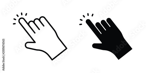 Schilderij op canvas Click Hand icon with line stroke and black silhouette style