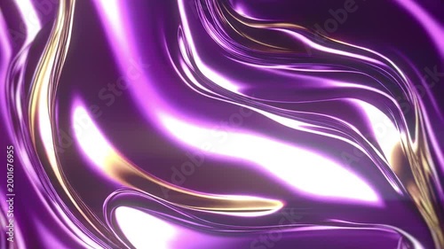 Exquisite 4K AI Animation of Fluid Purple Matter with Golden Highlights