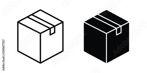 Foto Courier box icon with line stroke and black silhouette style