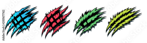 Aggressive Beast Claw Slash Graphics for Sport and Horror Design