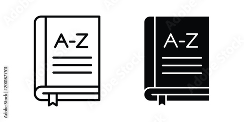 Quadro su tela Dictionaries icon with line stroke and black silhouette style