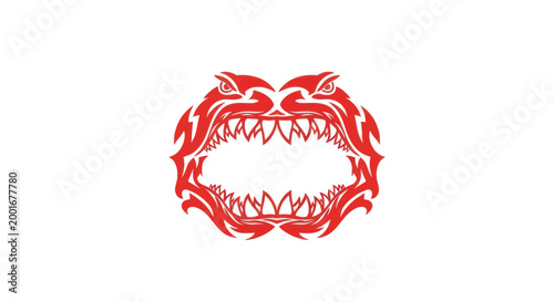 Dragon head with sharp teeth.