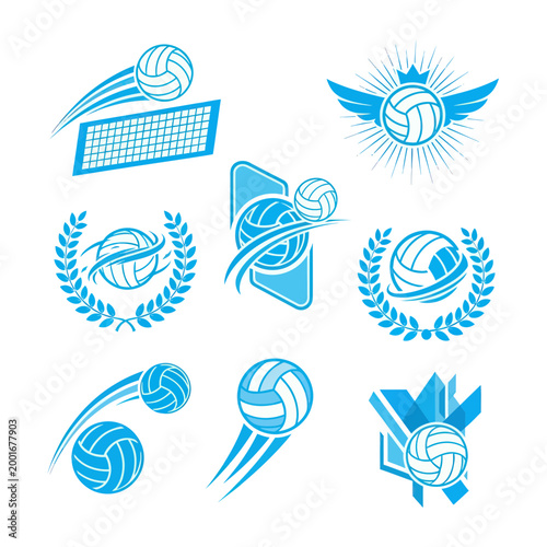 Bild auf Leinwand Volleyball Sport Icon Set Collection.