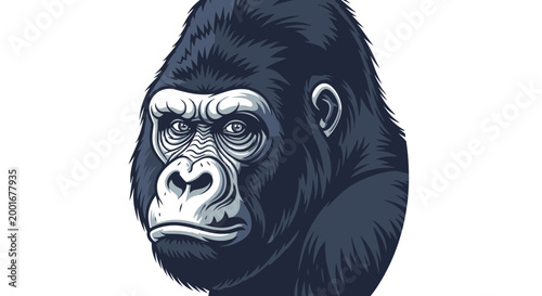 Close up of a gorilla head.