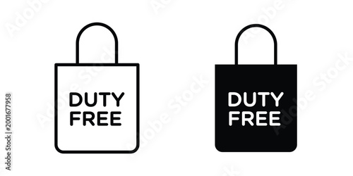 Duty free icon with line stroke and black silhouette style