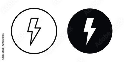 Energy icon with line stroke and black silhouette style