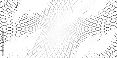 Canvastavla Wire mesh fence isolated on white background