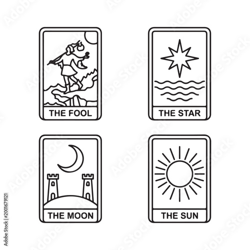 Tarot card line art icons