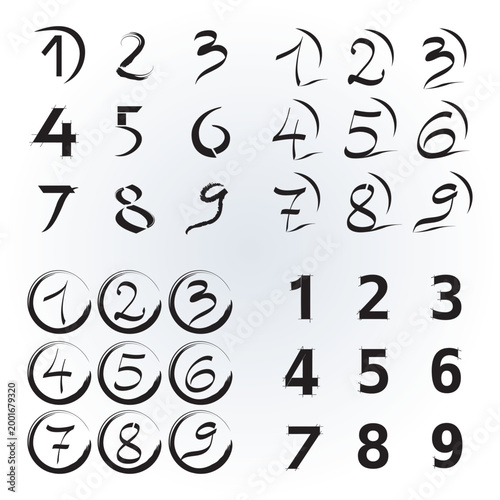 Ensemble d'Icônes Chiffres pour Design Logos - Illustration Vecteur Noir et Blanc