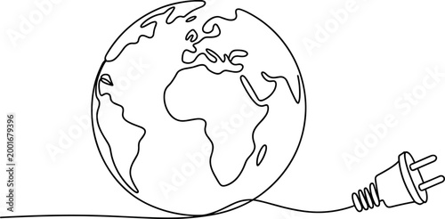 hand holding globe with handcuffs symbolizing global restriction and human rights concept line art