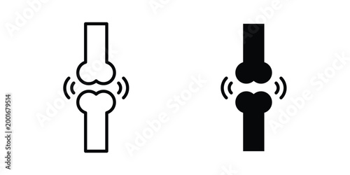 Human knee bone joint icon with line stroke and black silhouette style