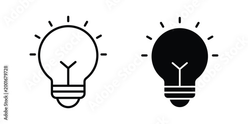 Idea icon with line stroke and black silhouette style