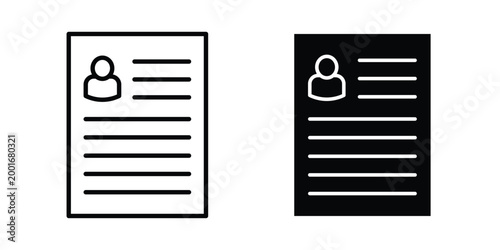 Job resume icon with line stroke and black silhouette style