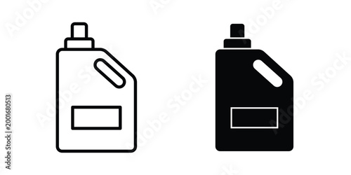 laundry detergent bottle icon with line stroke and black silhouette style
