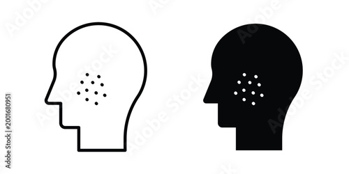 Man acne on face icon with line stroke and black silhouette style