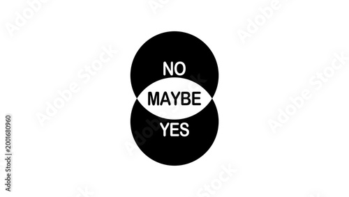 No, yes, maybe, black isolated vector silhouette