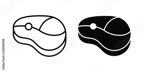 Meat icon with line stroke and black silhouette style