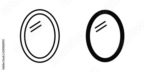 Mirror icon with line stroke and black silhouette style