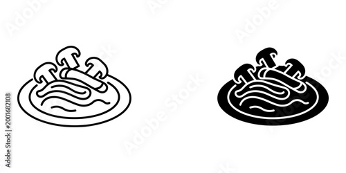 Two isometric icons of a stacked sandwich in line art and solid black style representing quick snack or meal for lunch or picnic food.