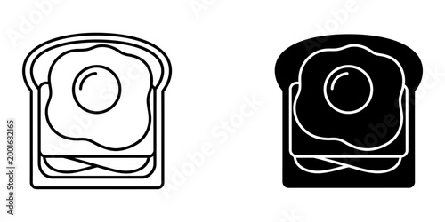 Breakfast sandwich egg toast outline and glyph icon breakfast and food morning meal cafe sign vector graphics isolated on a white background.