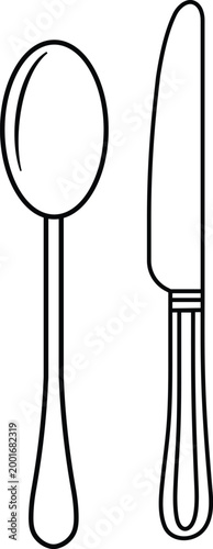 Black and white of two spoons cutlery utensil