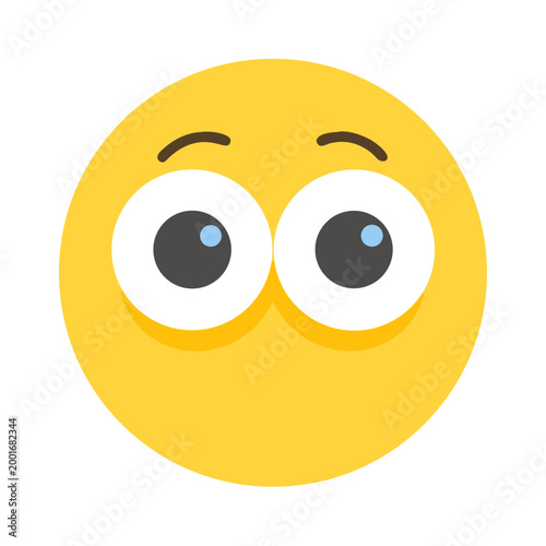 Yellow emoji with open eyes expressing curiosity and surprise against a plain background
