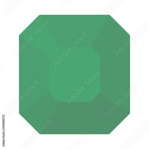 Emerald Gemstone Vector Icon with Rectangular Step Cut