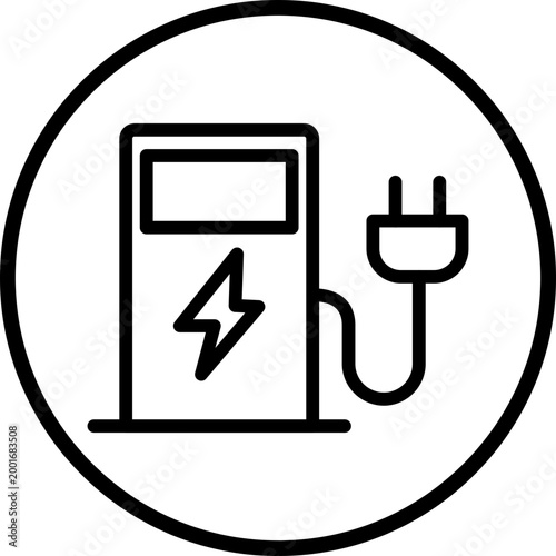 Electric Station Line Icon Style