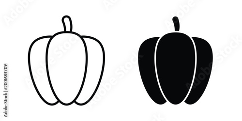 Paprika icon with line stroke and black silhouette style