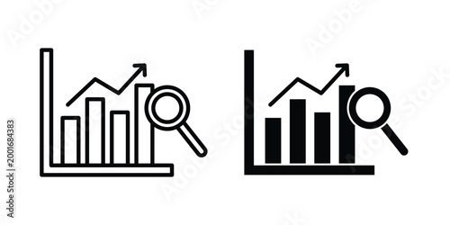 Predictive analytics icon with line stroke and black silhouette style