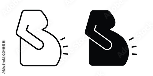 Pregnancy complications icon with line stroke and black silhouette style