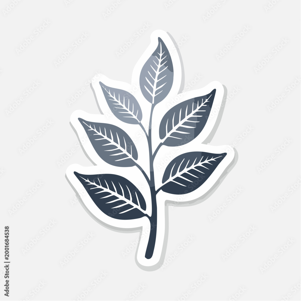 Fototapeta premium Stylized Branch with Leaves Sticker