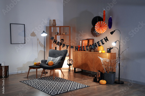 Interior of festive living ...