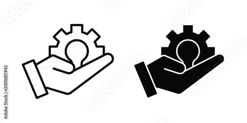 Service offer icon with line stroke and black silhouette style