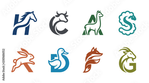 Animal Logos With Letters Combined.