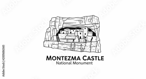 Cliff dwelling with ancient stone structures built into rock crevices and stairways